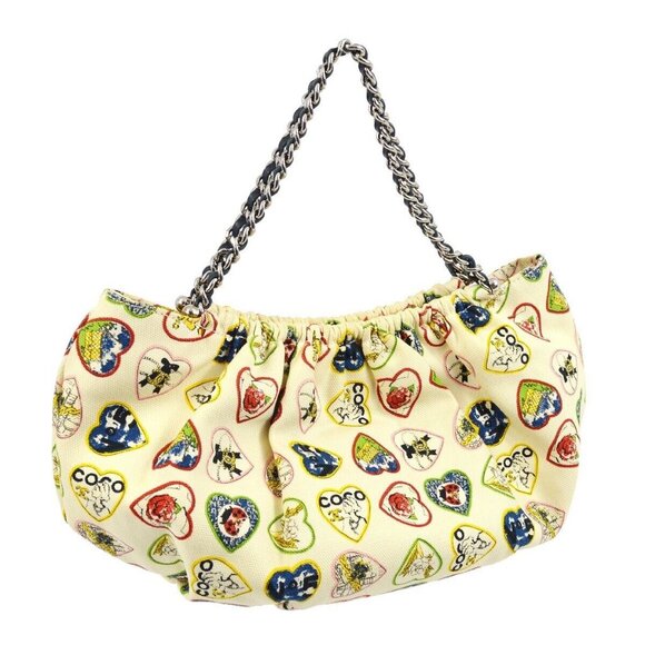 Chanel White Canvas Valentine Chain Handbag 112430 - Picture 2 of 8